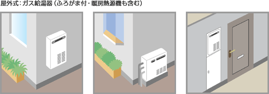 屋外式：ガス給湯器（ふろがま付・暖房熱源機も含む）