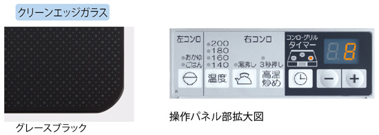 ガラストップと操作部