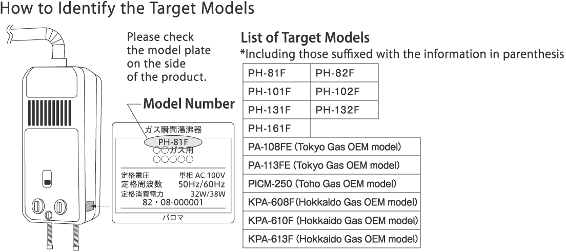 重要なお知らせ｜ガス調理器・給湯器の【パロマ】