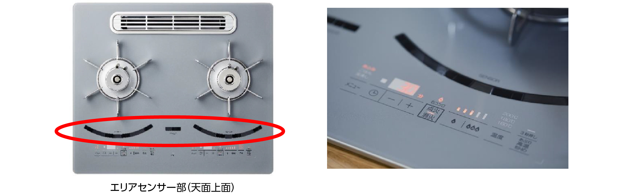 エリアセンサー部（天面上面）