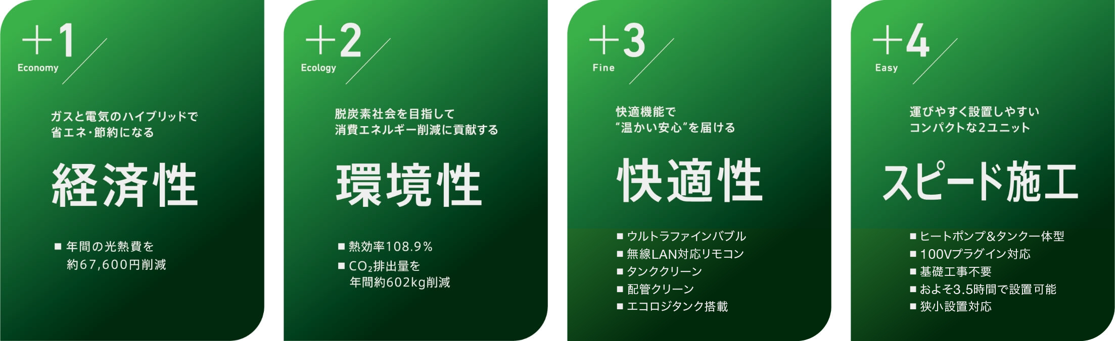 経済性、環境生、快適性、スピード施工