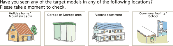 Have you seen any of the target models in any of the following locations? Please take a moment to check.